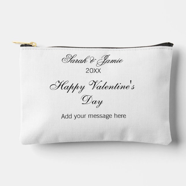 Happy Valentine's day name date message simple ele Accessory Pouch (Front)