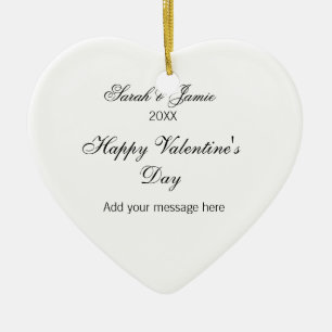 Happy Valentine's day name date message simple ele Ceramic Tree Decoration
