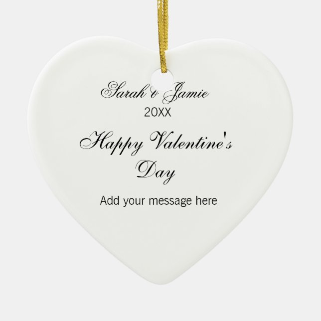 Happy Valentine's day name date message simple ele Ceramic Tree Decoration (Front)