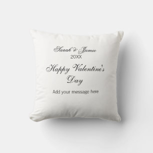 Happy Valentine's day name date message simple ele Cushion