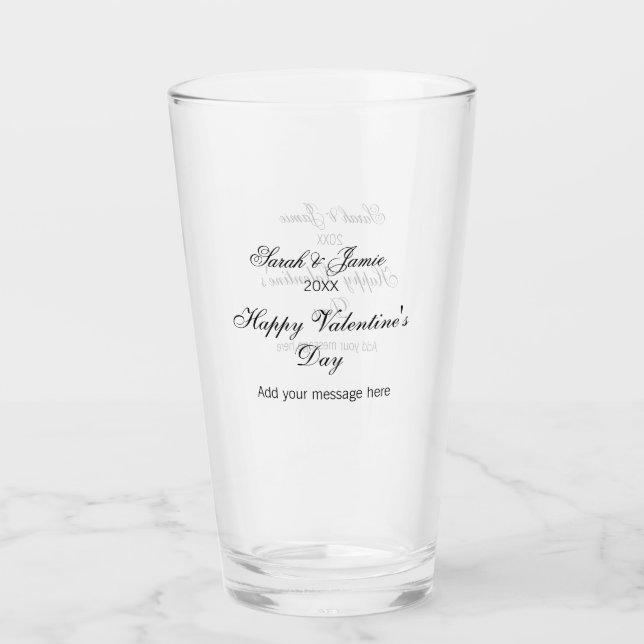 Happy Valentine's day name date message simple ele Glass (Front)