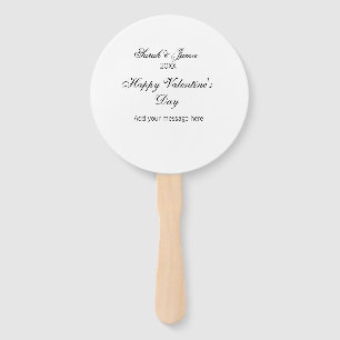 Happy Valentine's day name date message simple ele Hand Fan