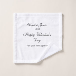 Happy Valentine's day name date message simple ele Wash Cloth