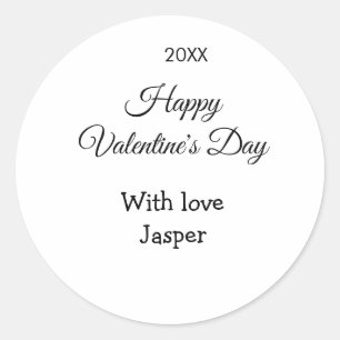 Happy Valentine's day name love simple year stylis Classic Round Sticker