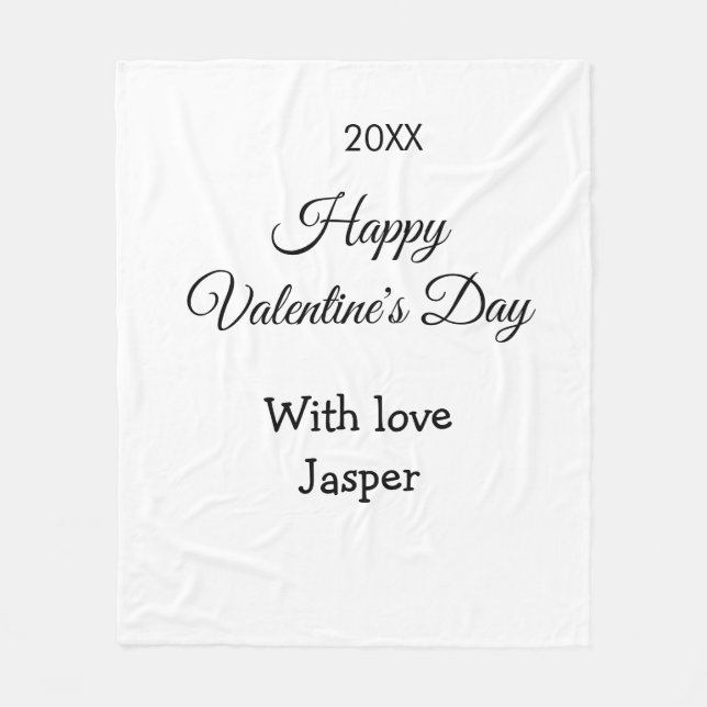 Happy Valentine's day name love simple year stylis Fleece Blanket (Front)