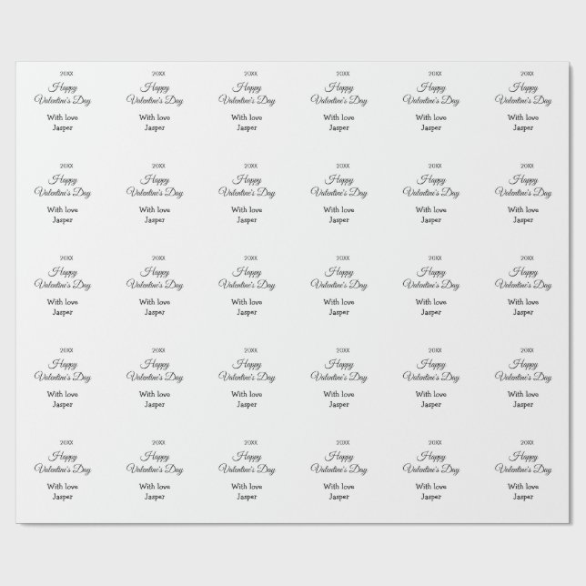 Happy Valentine's day name love simple year stylis Wrapping Paper (Flat)