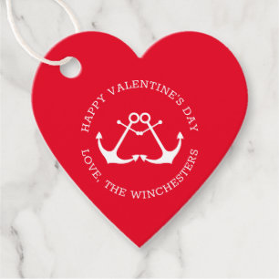 Happy Valentine's Day nautical anchor custom heart Favour Tags