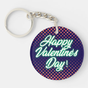 Happy Valentine's Day Neon Design-23692 Key Ring