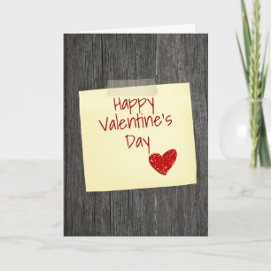 Happy Valentine's Day Note On Wood Card