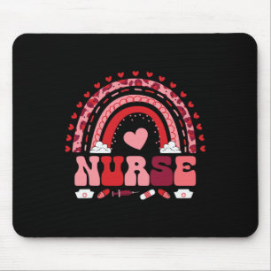 Happy Valentine's Day Nurse Rainbow Boho Retro Nur Mouse Mat
