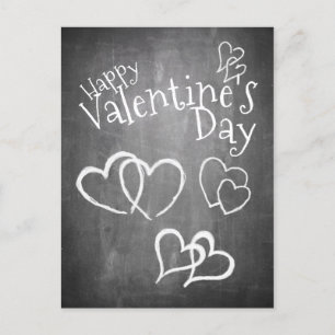 Happy Valentine's day on a chalk board Holiday Postcard