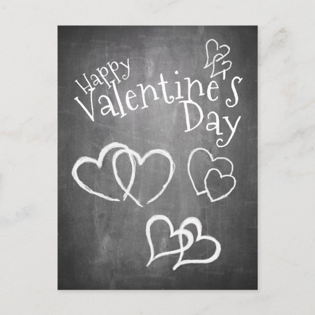 Happy Valentine's day on a chalk board Holiday Postcard (Front)