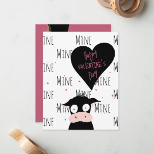Happy Valentine's Day   Only Moooooo!   Cow Pun Card