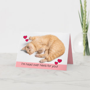 Happy Valentines Day Orange Tabby Cat Holiday Card