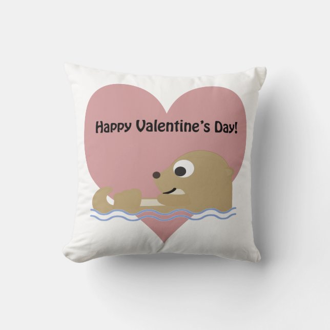 Happy Valentines Day Otter Cushion (Front)