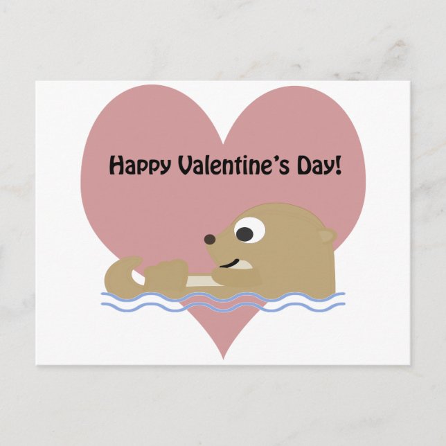 Happy Valentines Day Otter Holiday Postcard (Front)