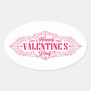 Happy Valentine's Day Oval Sticker