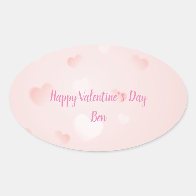 Happy Valentine's Day Oval Sticker (Front)