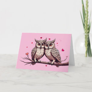 Happy Valentine's Day Owls Holiday Card