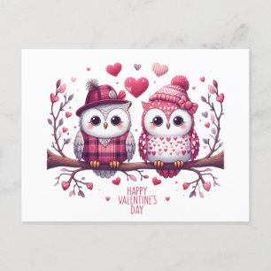 Happy Valentine's Day Owls Holiday Postcard
