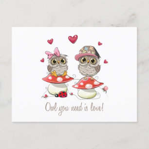 Happy Valentine's Day Owls  Holiday Postcard