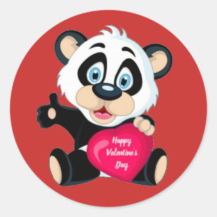 Happy Valentine's Day Panda Bear Classic Round Sticker