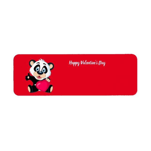 Happy Valentine's Day Panda Bear Label (Front)