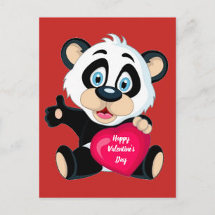 Happy Valentine's Day Panda Bear Postcard