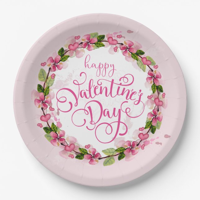 Happy Valentine's Day Paper Plate (Front)