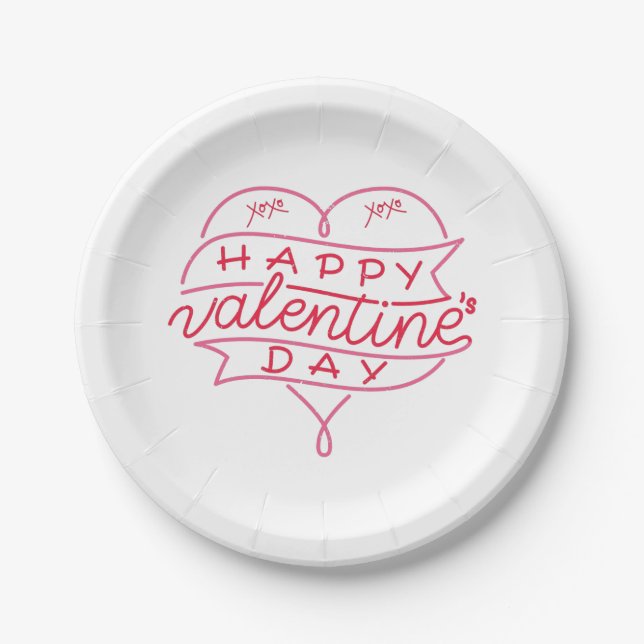 Happy Valentine's Day Paper Plates (Front)