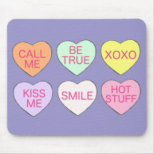 Happy Valentine's Day Pastel Candy Hearts Love Mouse Mat