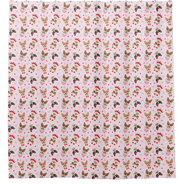 Happy Valentines Day Pembroke Welsh Corgi Dogs Shower Curtain (Front)