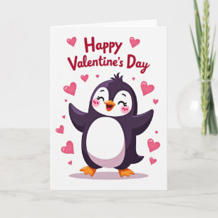 Happy Valentines Day Penguin Card