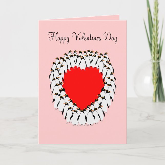 Happy Valentines day Penguin heart Holiday Card (Front)