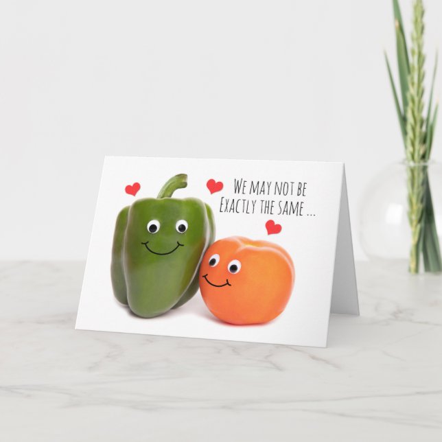 Happy Valentine's Day Pepper and Tomato Couple Holiday Card (Front)