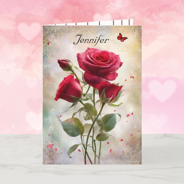 Happy Valentine's Day Personalise Name Holiday Card (Creator Uploaded)