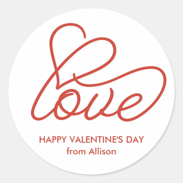 Happy Valentine's Day Personalised Love Sticker (Front)