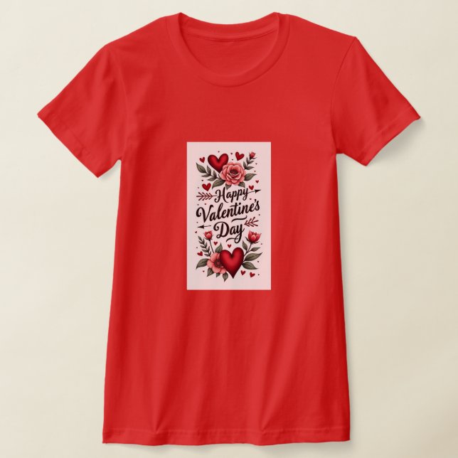 Happy Valentine's Day Personalized Gift T-Shirt (Laydown)