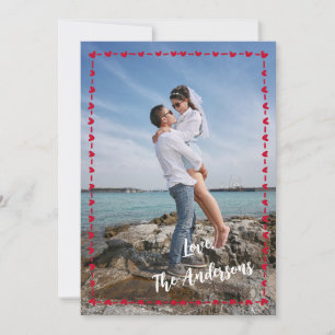 Happy Valentine's Day Photo Whimsical Heart Border Holiday Card