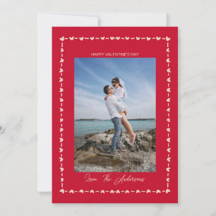 Happy Valentine's Day Photo Whimsical Heart Border Holiday Card