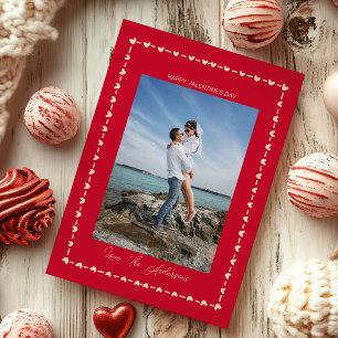Happy Valentine's Day Photo Whimsical Heart Border Holiday Card