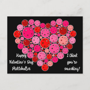 Happy Valentine's Day Pickleball Heart Personalise Postcard