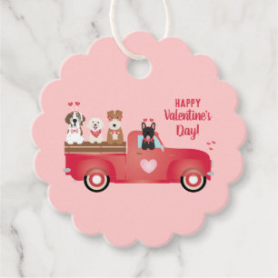 Happy Valentines Day Pickup Truck Love Dogs Favour Tags