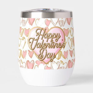 Happy Valentine's Day   Pink and Gold Hearts