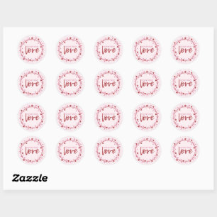 happy valentines day,pink and red,red hearts,valen classic round sticker