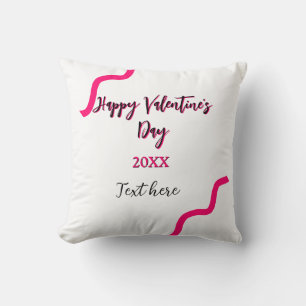 Happy Valentine's day pink black spiral bold lette Cushion