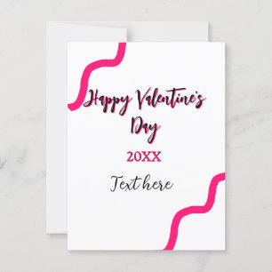 Happy Valentine's day pink black spiral bold lette Postcard