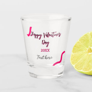 Happy Valentine's day pink black spiral bold lette Shot Glass
