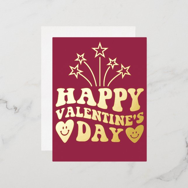 HAPPY VALENTINE'S DAY PINK GLITTER DRIP CUSTOM FOIL HOLIDAY POSTCARD (Front/Back)