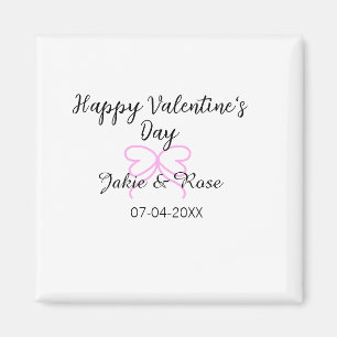 Happy Valentine's day pink heart bow name date sty Magnet